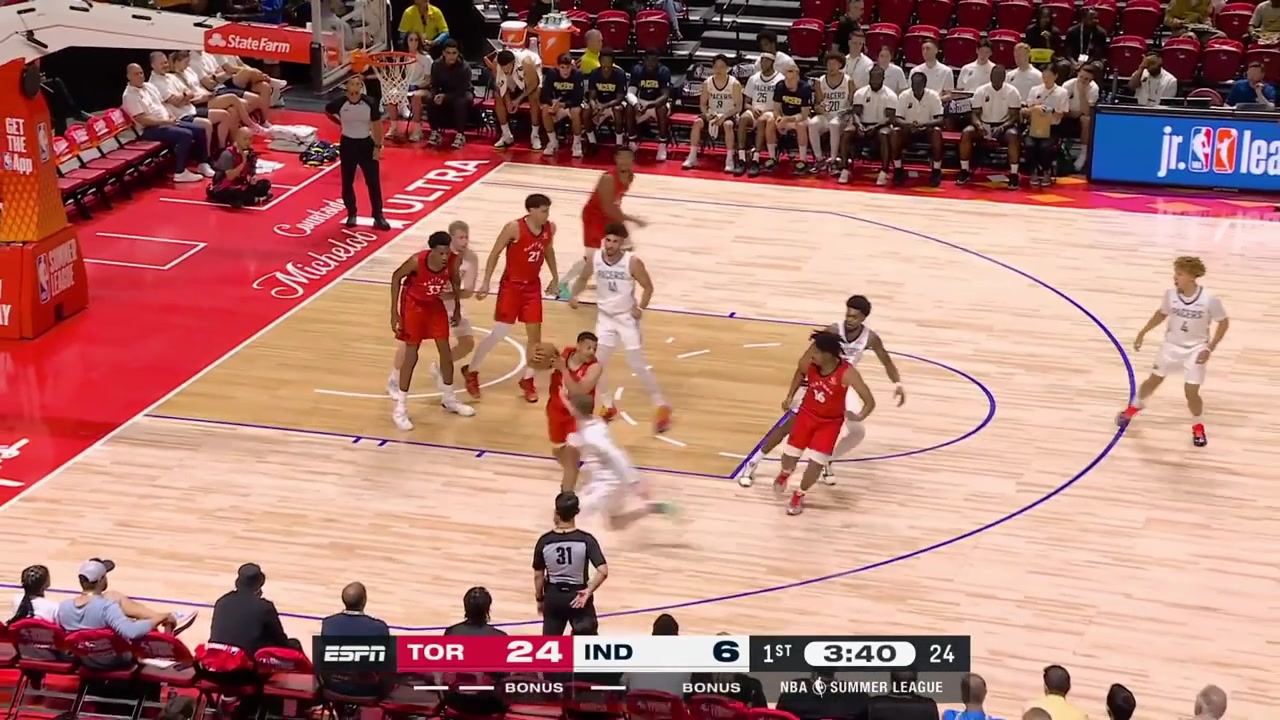 Keion Brooks Jr soars for the block on Malik Thomas and Rienk Mast blocks Brandon Angel on the putback