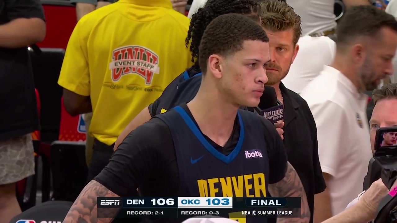 Trevon Brazile postgame interview on the court after the win against the Thunder in Las Vegas Summer League