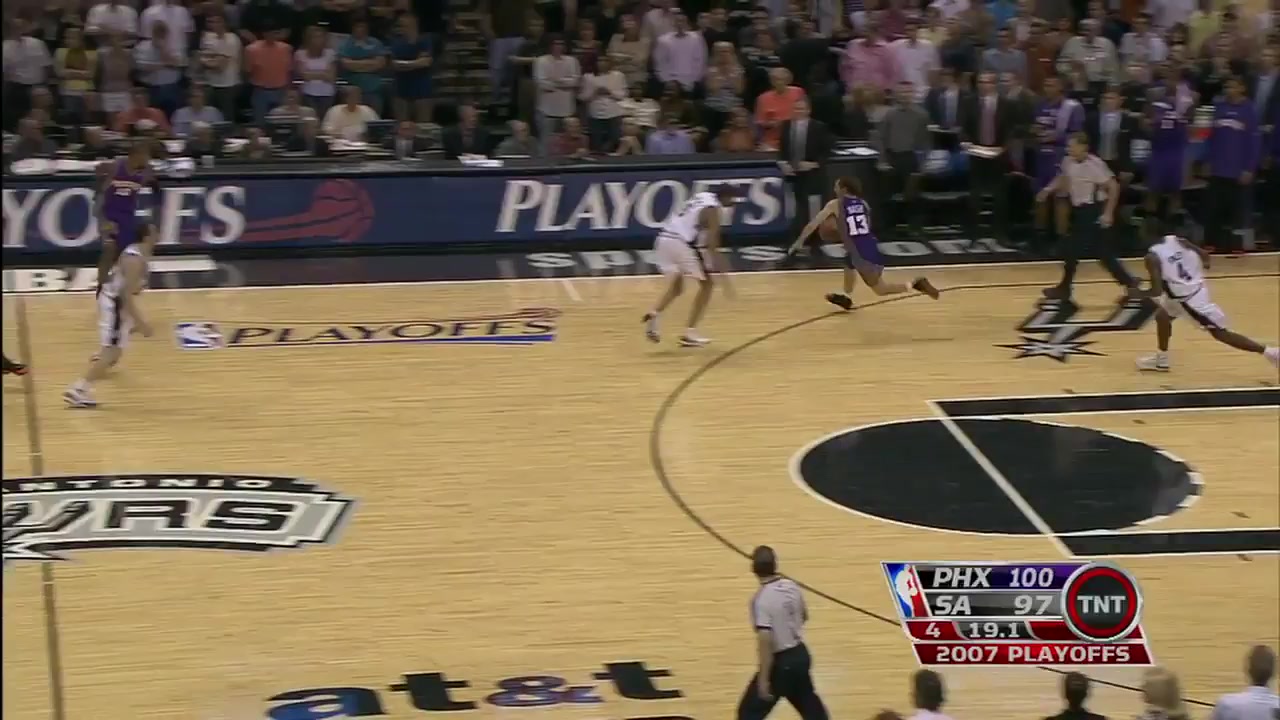 Robert Horry hip-checks Steve Nash and destroys the Suns chances at a title in 2007 due to suspensions later in the series