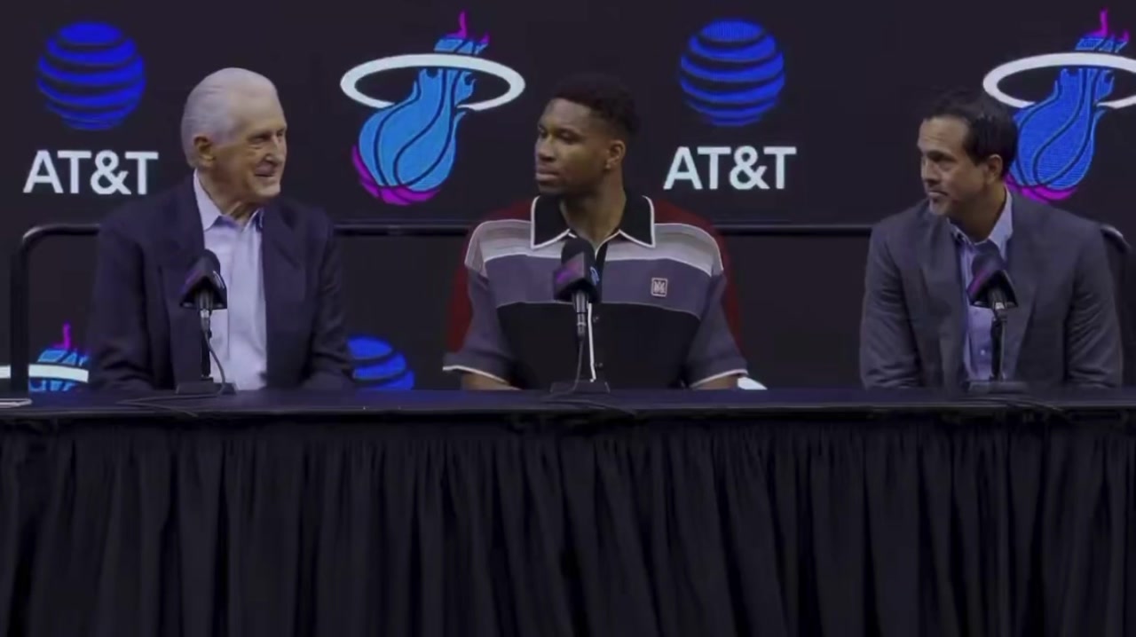 Pat Riley at the Giannis Antetokounmpo introductory press conference We landed the plane Theres another one we have to land