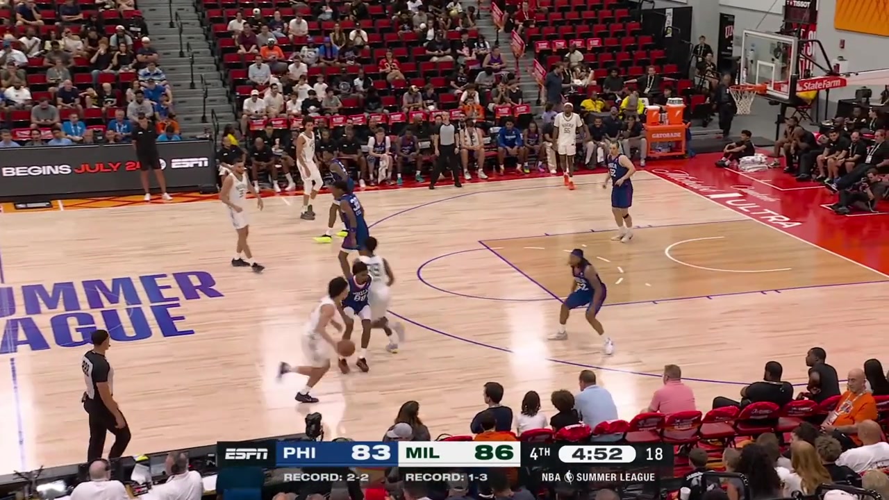 Brayden Burries the spin move and the finish to give him 21 points putting the Bucks up 5 with almost 5 minutes remaining in regulation