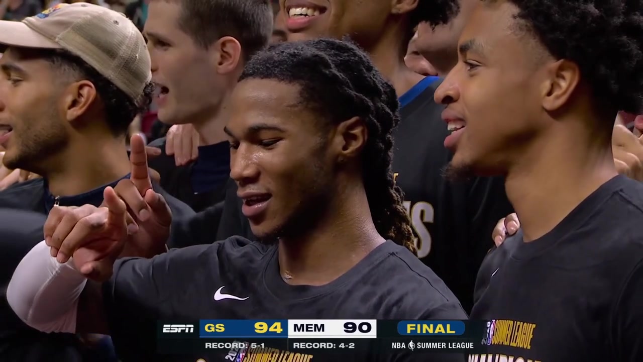 The Golden State Warriors receive the 2026 NBA Las Vegas Summer League Championship Trophy