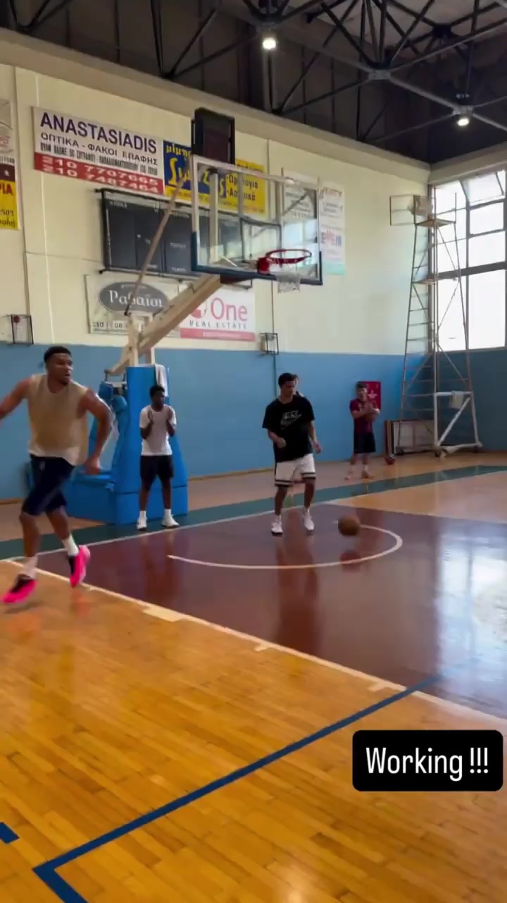 Giannis and Davion Mitchell working out in Greece today