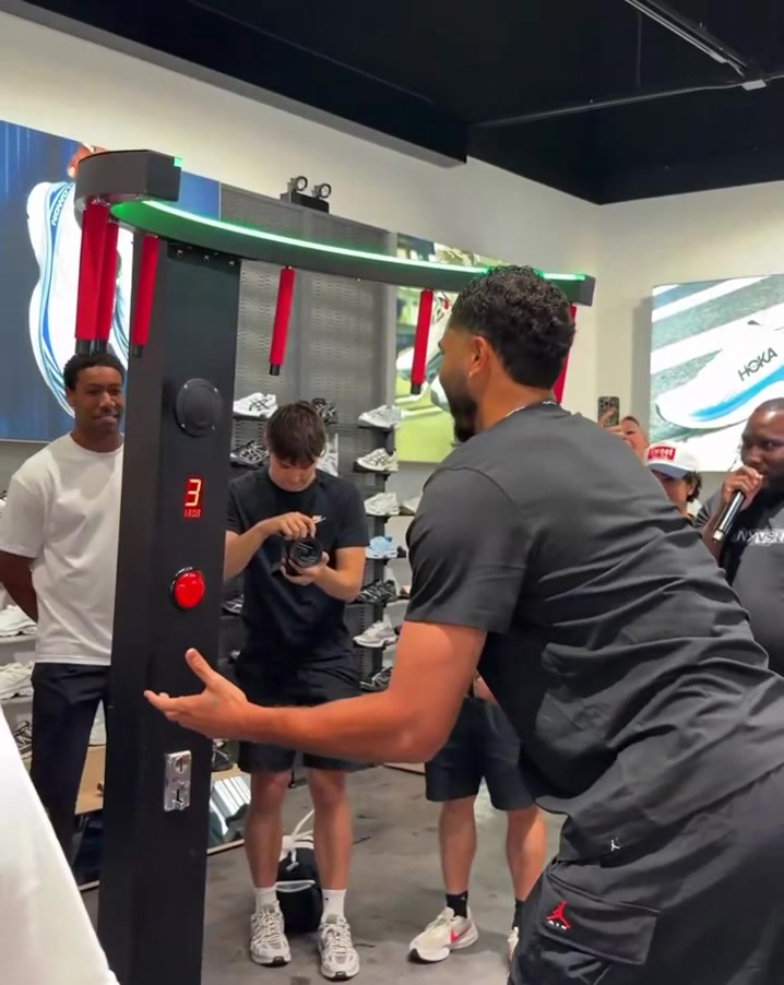 Jayson Tatum Attempts the Stick Fall Challenge