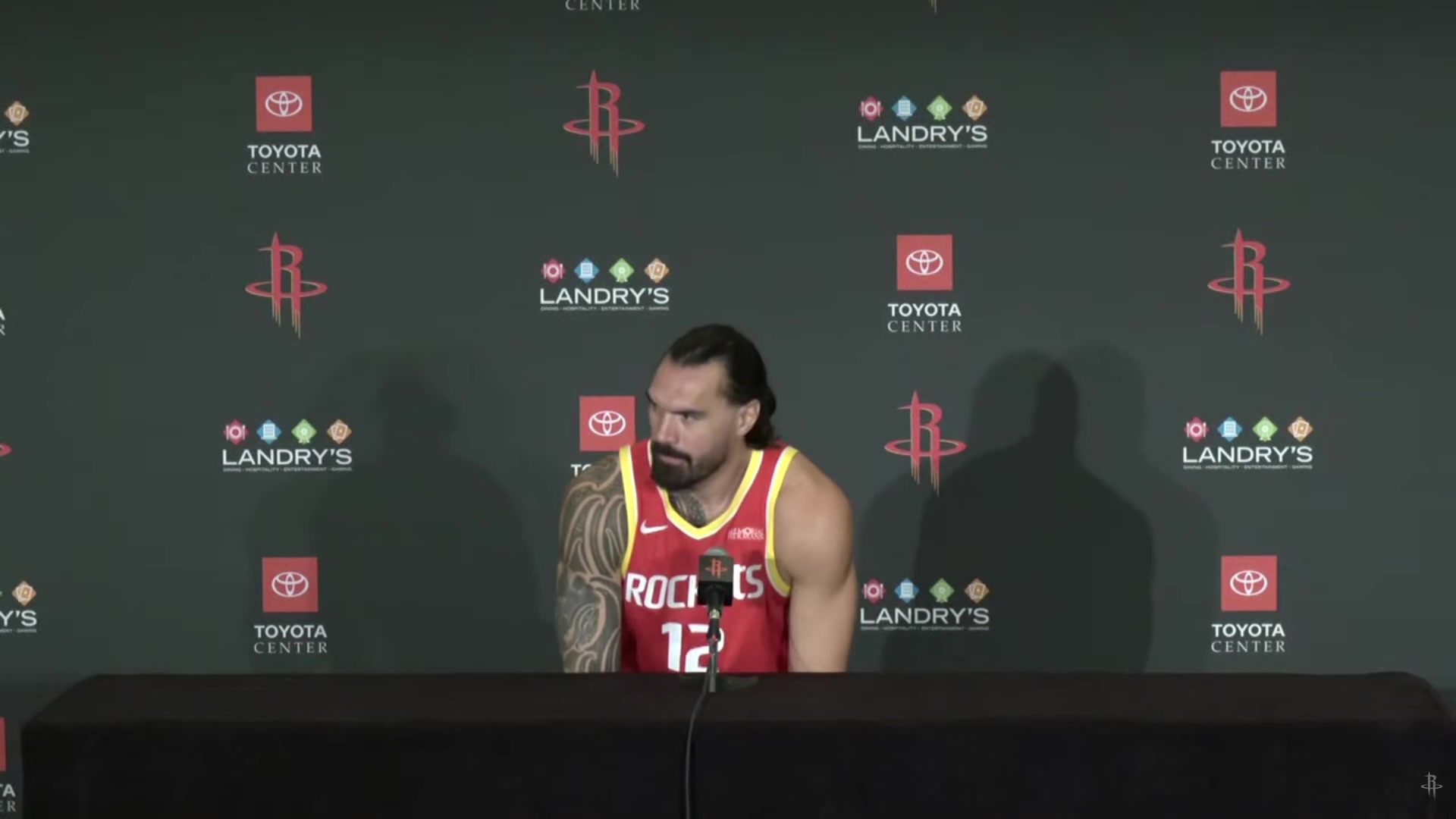 Steven Adams is excited to answer questions on Houston Rockets media day