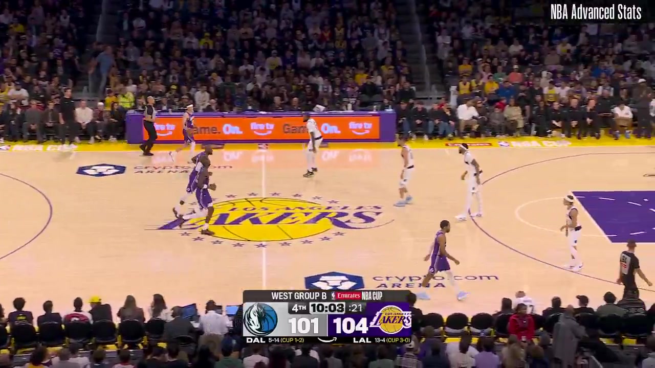 LeBron directing traffic without handling the ball which leads to a corner 3 from Rui