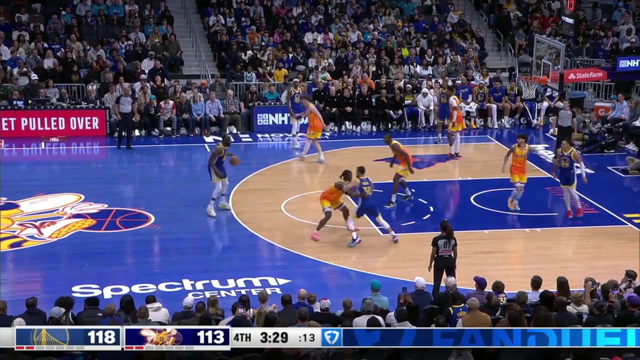 Brandon Miller hits one off the glass to answer Curry