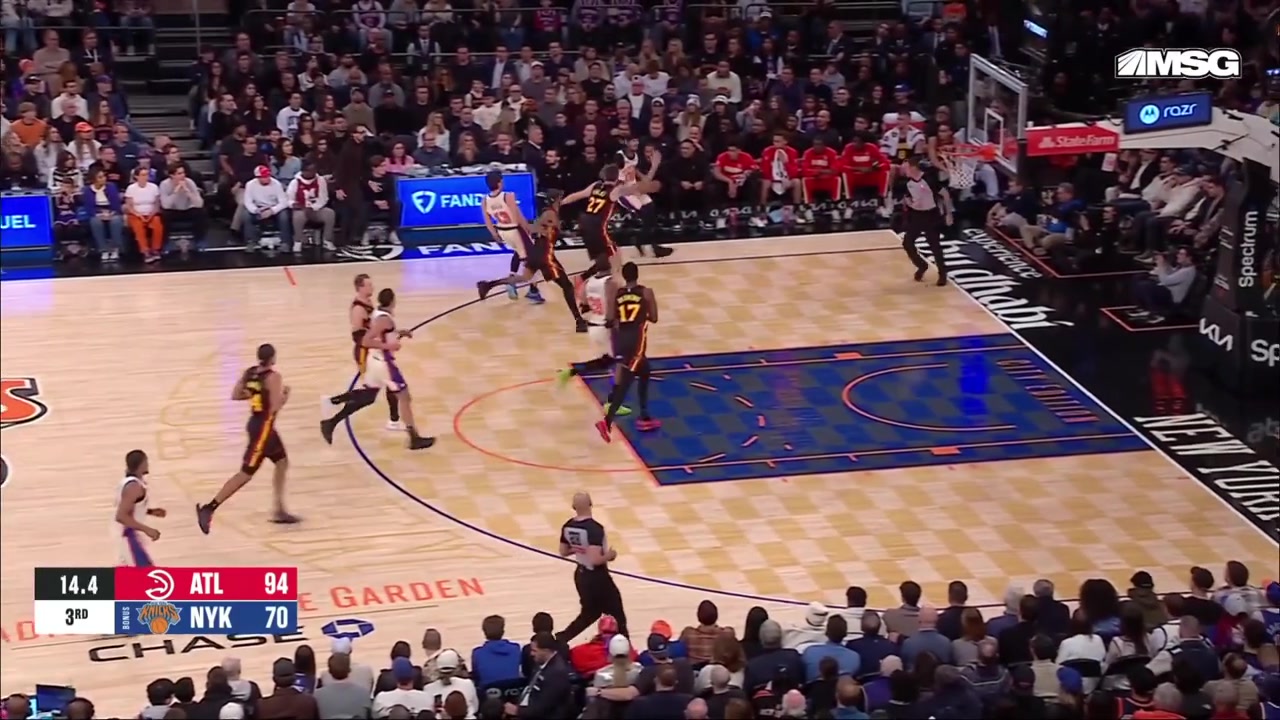 Jordan Clarkson spends 12 seconds dribbling for a contested turnaround airball