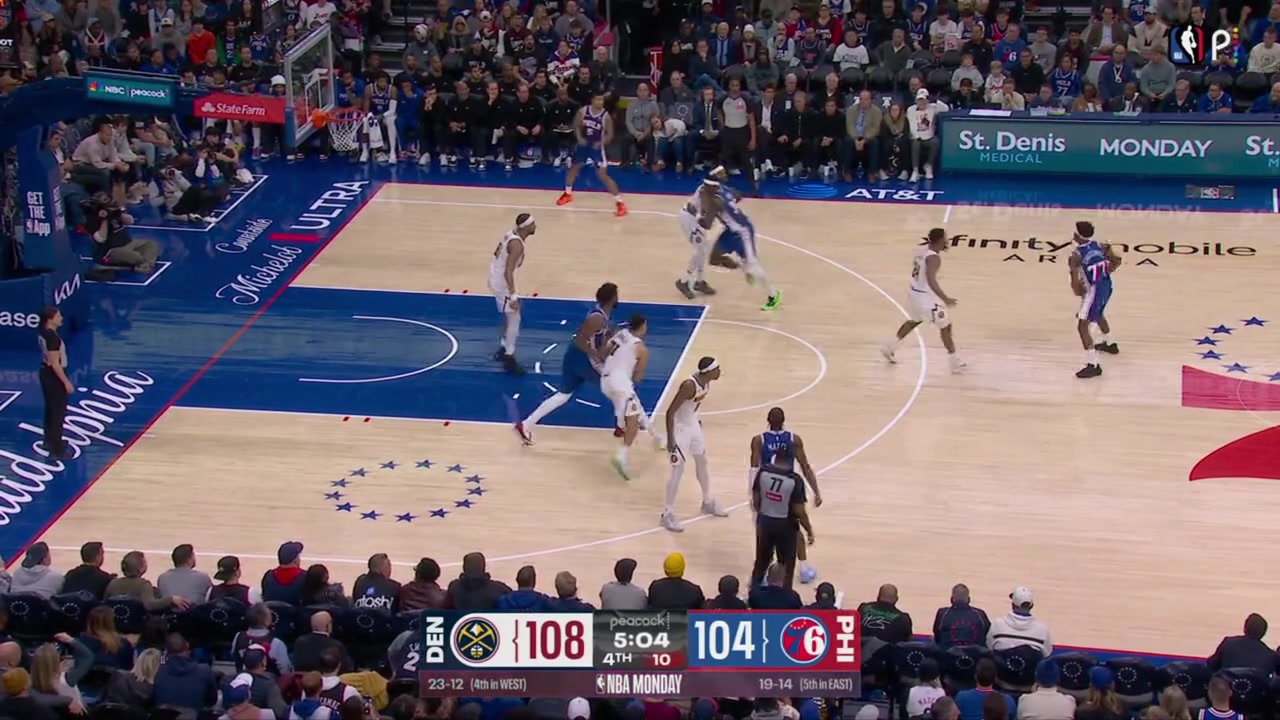 The 76ers and the Hospital Nuggets exchange three-pointers in a tight game with four minutes left