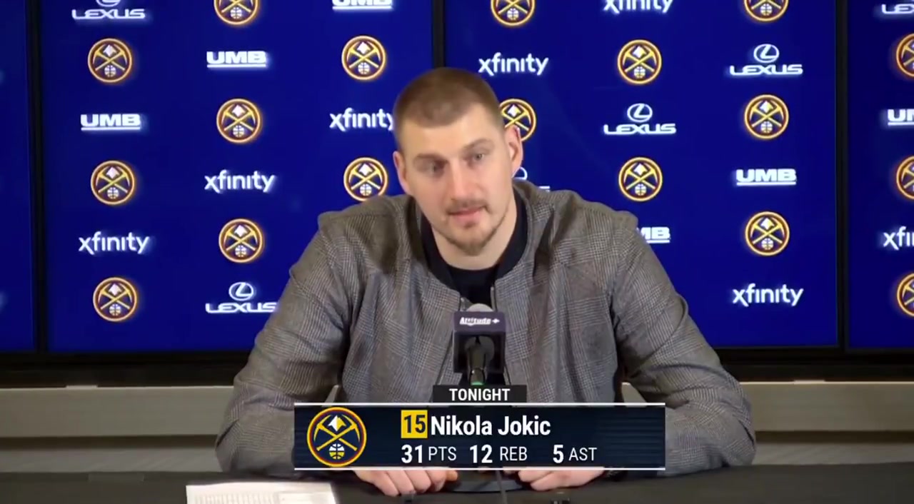Nikola Jokic on missing games Watching just the game it was taking so much of my energy like I was yelling at the TV I was so emotionally empty after the games and then I decided like last 2 games I'm just gonna try to chill and like watch the game