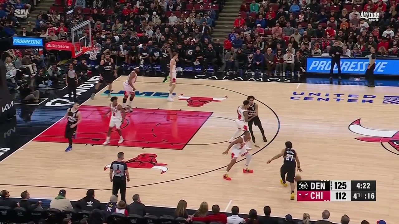 Jamal Murray fakes out his defender drives the lane and scores around Guerschon Yabusele before exiting to the locker room with an apparent injury