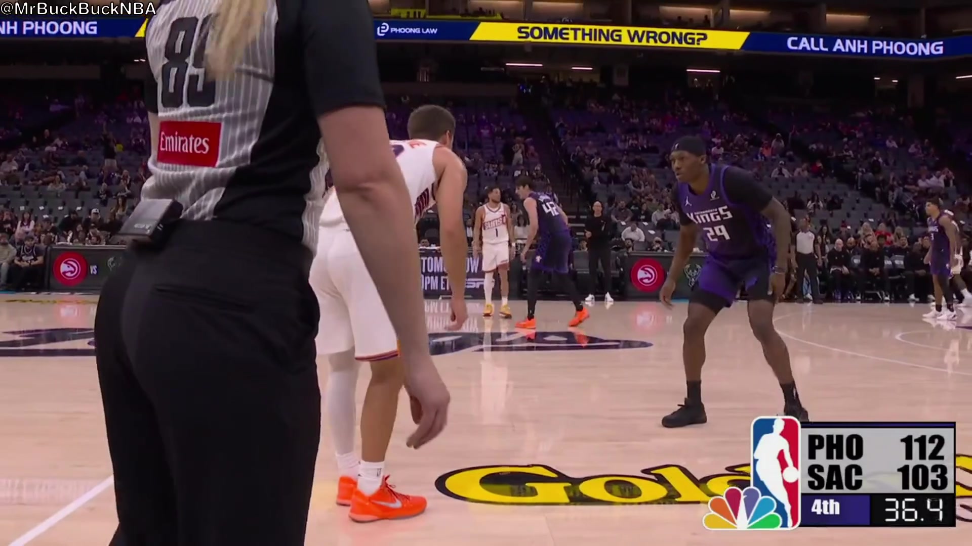 Mark Williams with the powerful one-handed alley-oop dunk off a lob by Devin Booker with replays NBC and Suns commentaries