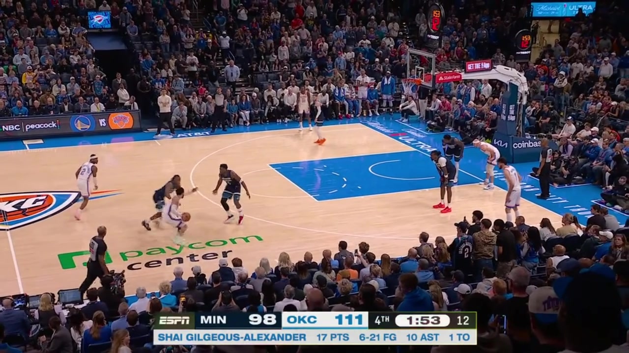 Shai GIlgeous-Alexander hits the tough And-1 baseline jumper over Anthony Edwards and the free throw to keep his 20 points streak with replays getting to 20 Extending the NBA record