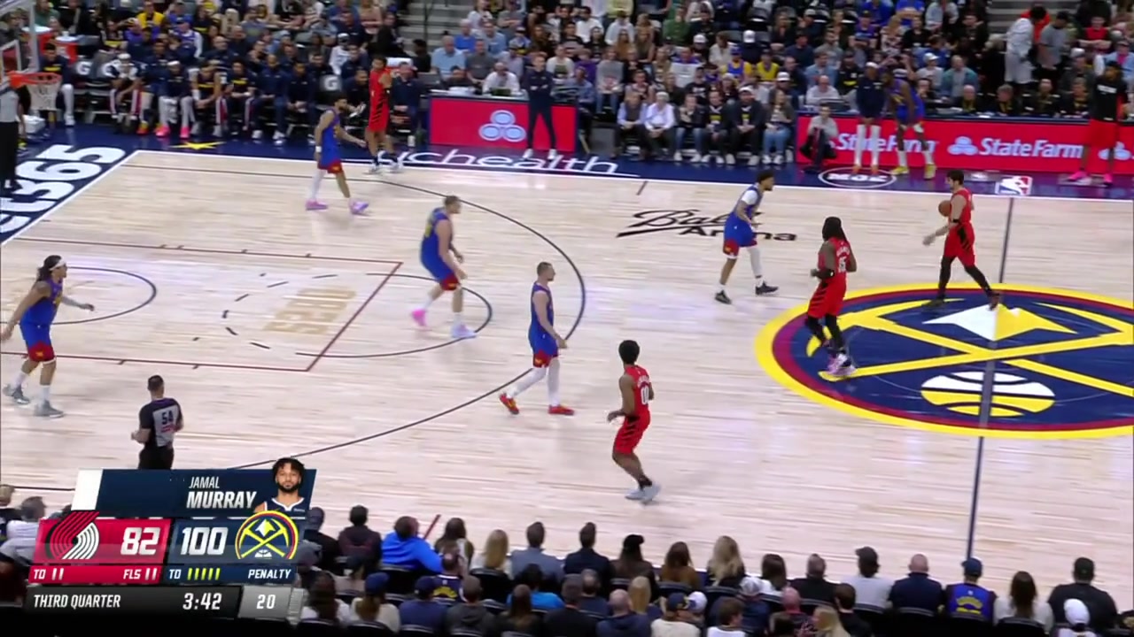 Deni Avdija lobs it to Robert Williams III who tips in the alley-oop and Nikola Jokic casually goes coast to coast and scores at the other end as Blazers are confused whether who should pick him up