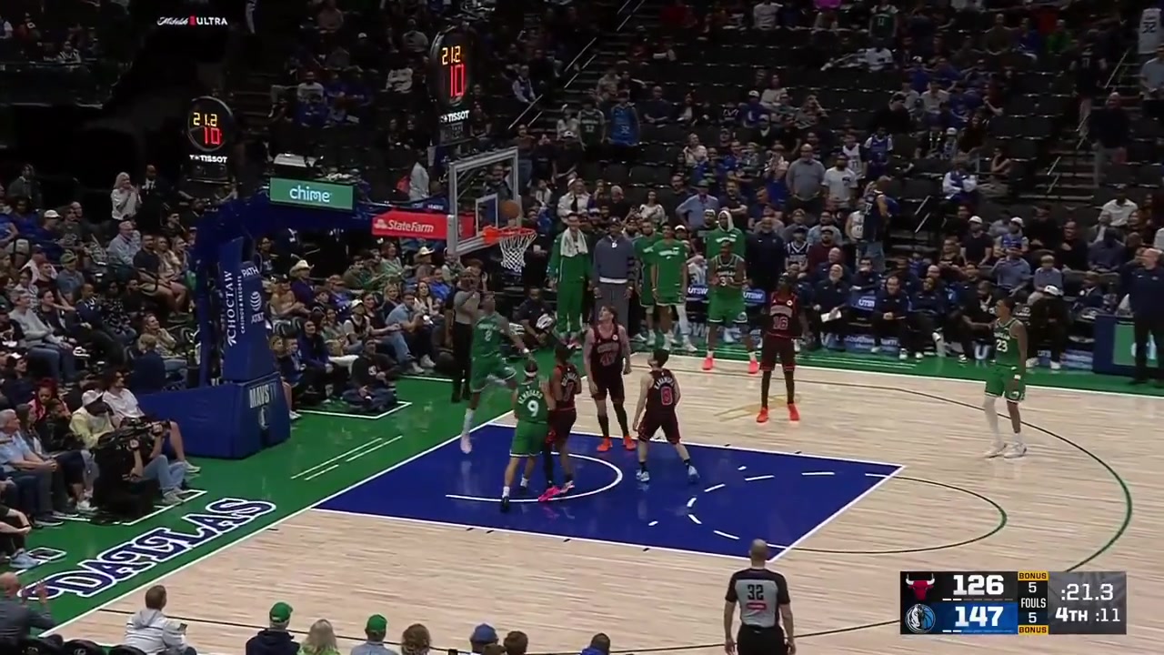Lachlan Olbrich with the inbound pass to McClung who dribbles twice and finishes the layup at the end of the 4Q The Bulls players rush to the scorekeeper who initially didn't give Olbrich his 10th assist for a triple double and convince him to change his mind 10-15-10 to Olbrich