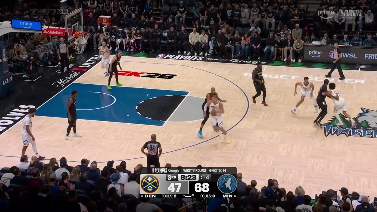 Rudy Gobert blocks Nikola Joki at the rim
