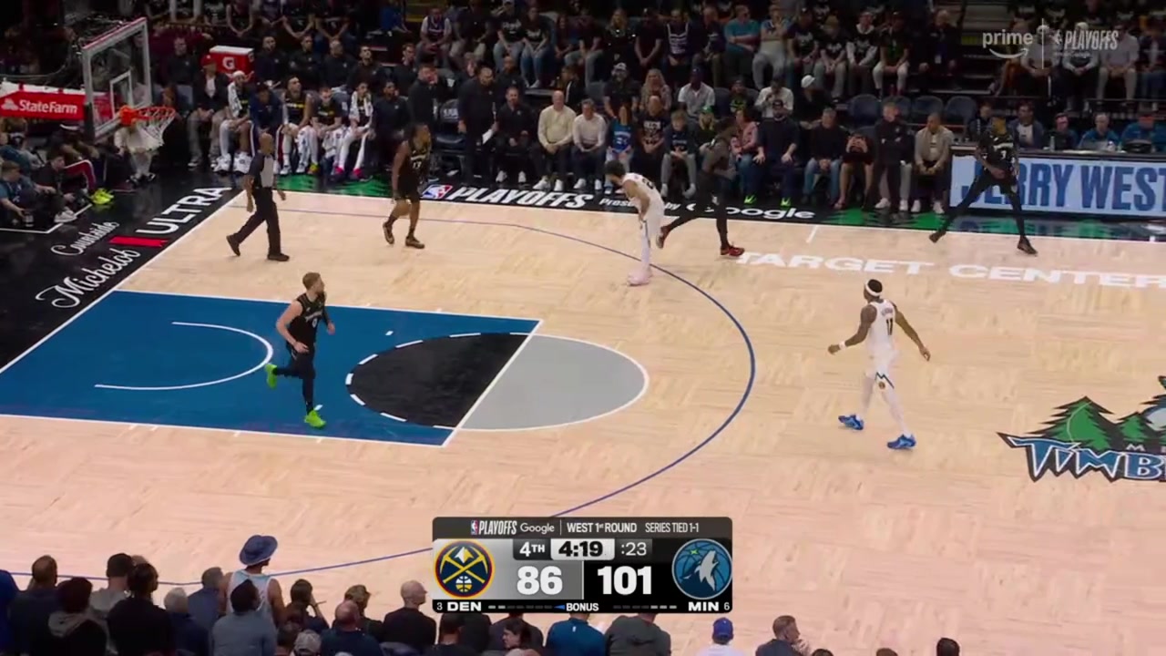 Jaden McDaniels yams it over Jokic and Spencer Jones