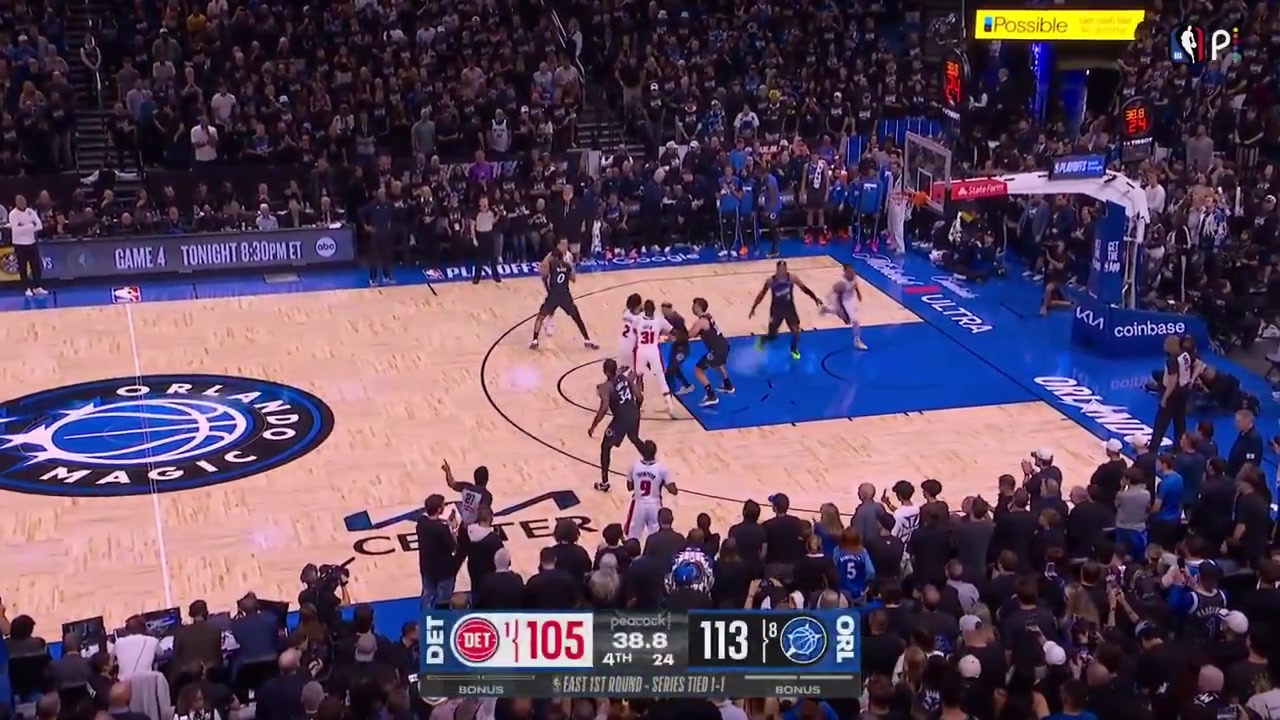 With 343 seconds remaining in regulation the referee ignore a blatant travel violation by Javonte Green then call for a 3-point foul on Jalen Suggs as Green misses the 3 with replaysThe Magic successfully challenge the call would have been Suggs' 6th - fouled out