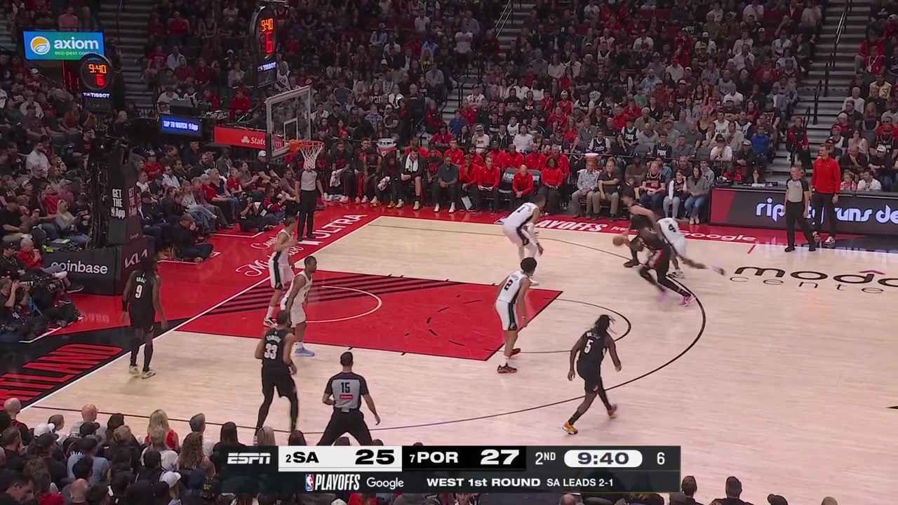 Jrue Holiday hits the logo range 3 over Dylan Harper to beat the shot clock with replays
