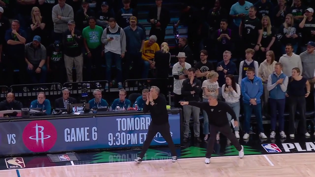 Jaden McDaniels intercepts the bad pass by Nikola Jokic Randle gets fouled splits the clutch free throws Rudy Gobert grabs the offensive foul off the missed free throws and makes two big free throws of his ownJokic misses a 3 and the Timberwolves with a successful challenge