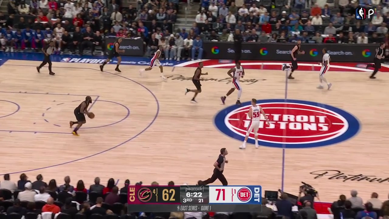 James Harden fails to dribble again and Tobias Harris with the fastbreak dunk with a replay