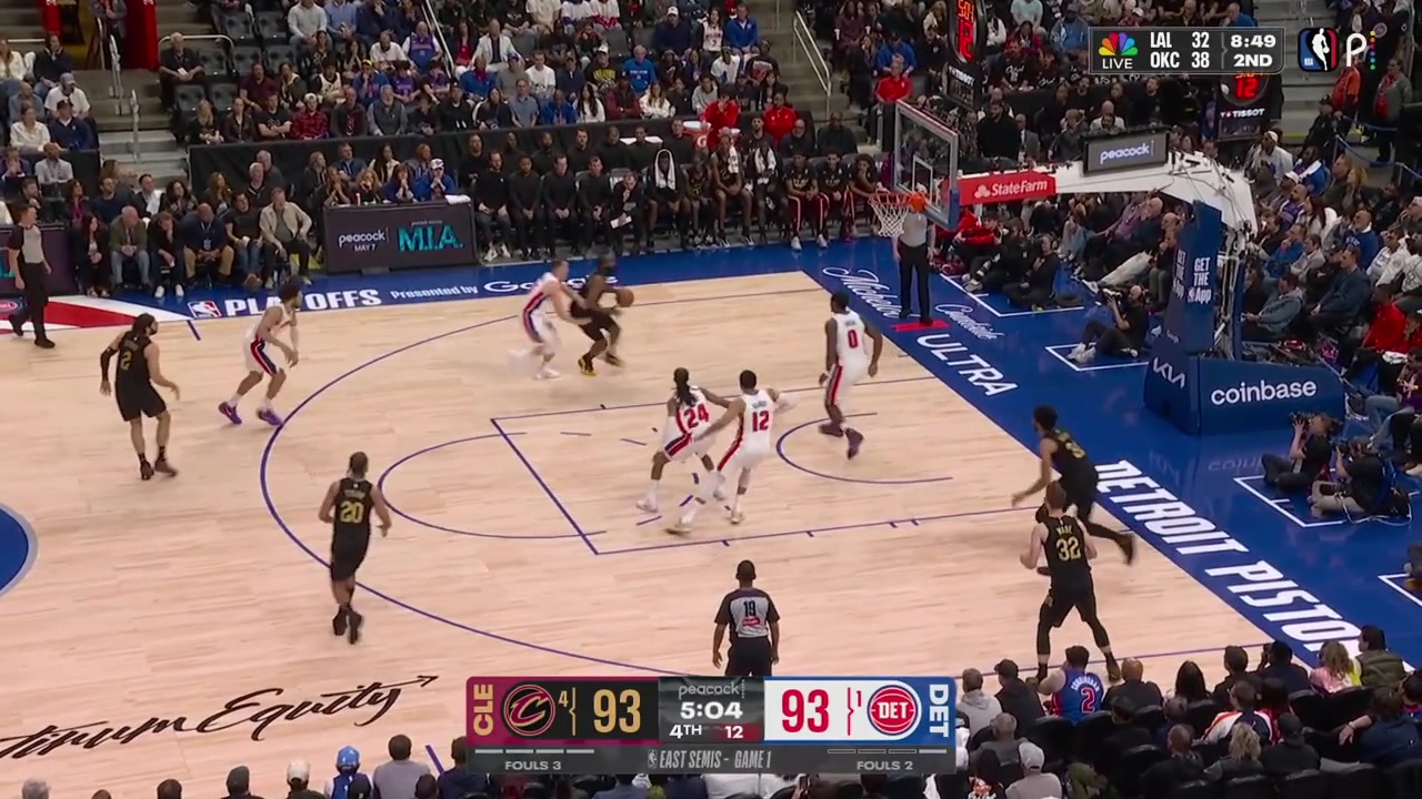 Jalen Duren blocks James Harden and scores back to back dunks off assists by Cade Cunningham putting the Pistons up 4 with replays