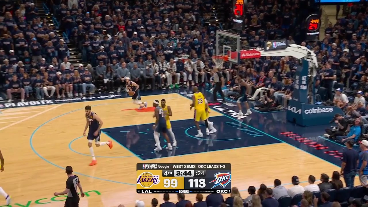 The Lakers leave Cason Wallace for a wide open 3 once again and Wallace hits again