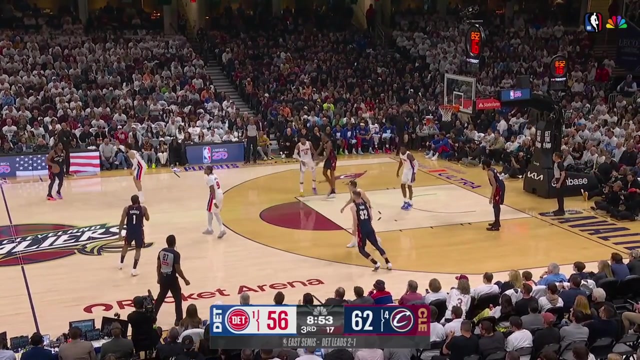 Donovan Mitchell hits a 3-pointer to give him 15 pointsJames Harden with a 3-pointer to give him 18 pointsPutting the Cavaliers up 12 - their largest lead of the night Another early timeout by the Pistons