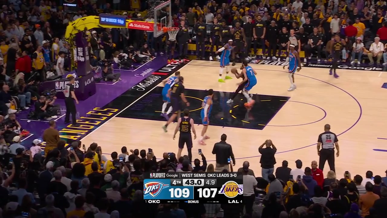 Marcus Smart drives and makes the clutch And-1 layup to give the Lakers the lead with replaysHe also made the free throw