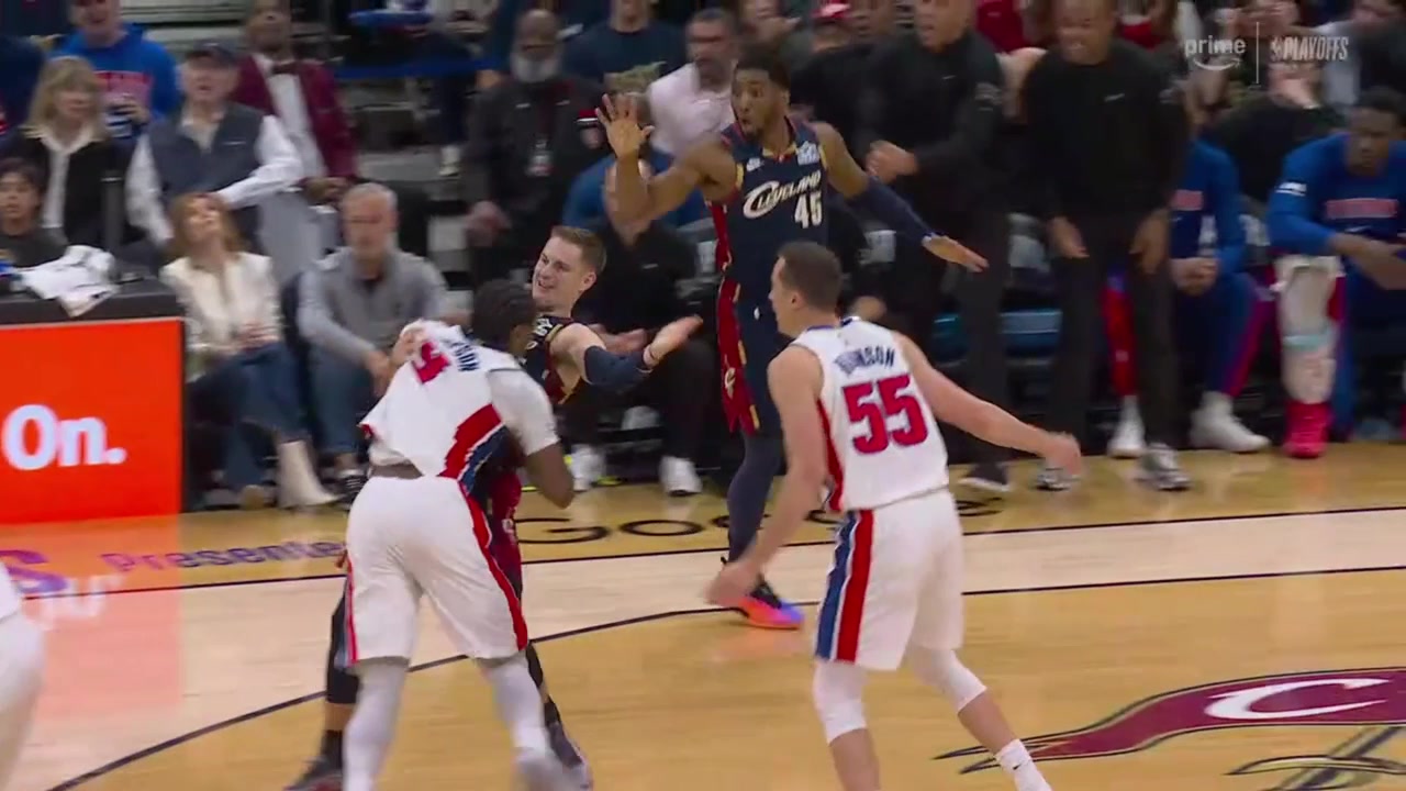Ausar Thompson pushes and steps over Sam Merrill flagrant 1 on review