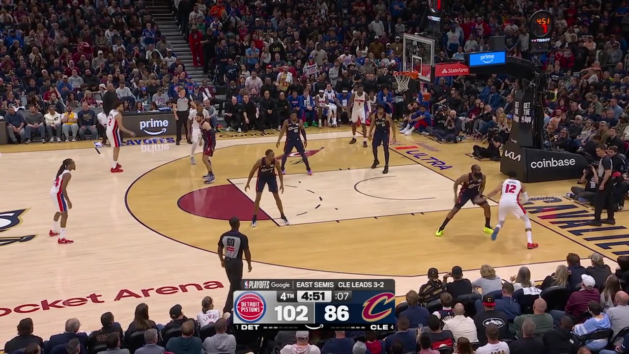Paul Reed drives from the baseline and scores the reverse layup on Jarrett Allen to put the Pistons up 18 with a little less than 5 minutes remaining in regulation