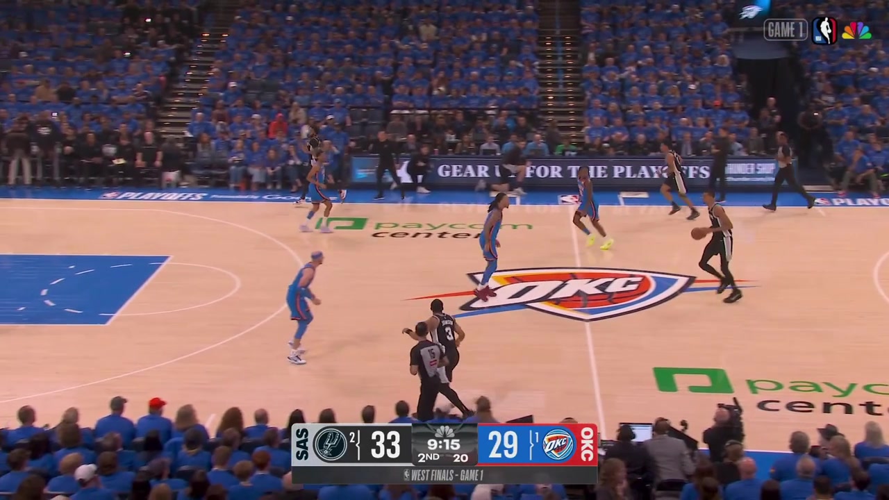 Victor Wembanyama passes to Dylan Harper who swishes the 3-pointer and put the Spurs up 7 once again