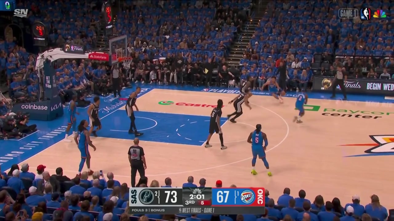 Victor Wembanyama with an incredible block on Jalen Williams