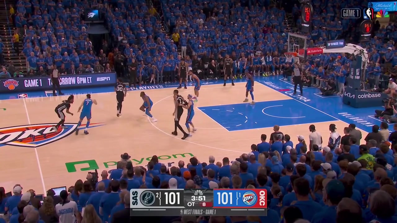 Stephon Castle with a vicious poster dunk on Shai Gilgeous-Alexander in overtime with replays