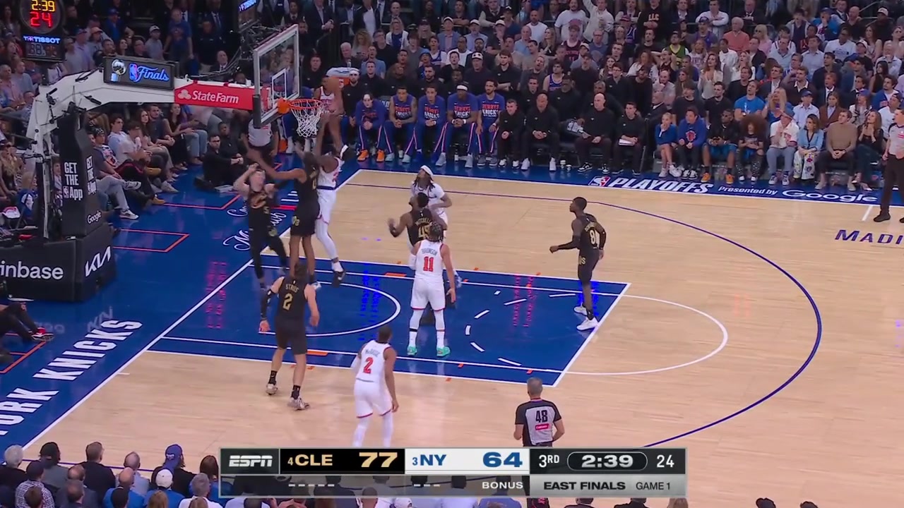 Mitchell Robinson grabs the offensive rebound and the Cavaliers foul him right awayThe Hack-A-Mitch worked as Robinson misses both free throws