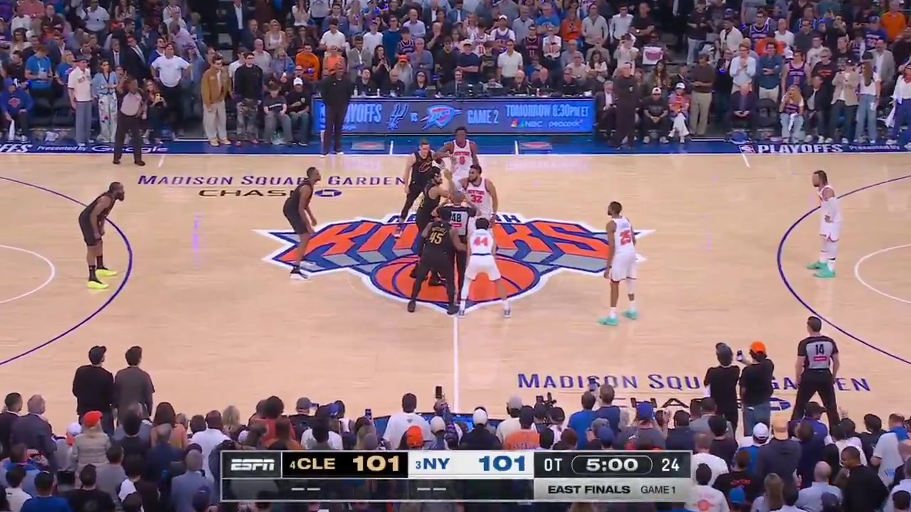 All the possessions in overtime - New York Knicks vs Cleveland Cavaliers - Game 1 - Eastern Conference Finals - 2026 NBA Playoffs - 51926The Knicks complete the comeback from down 22 in the 4th quarter and win the game by 11 in overtime a 33-point turnaround going up 1-0