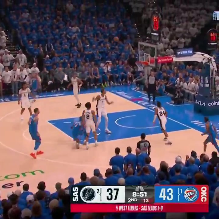 Compilation of SGA falling to the floor on multiple jump shot attempts in Game 2 vs the Spurs