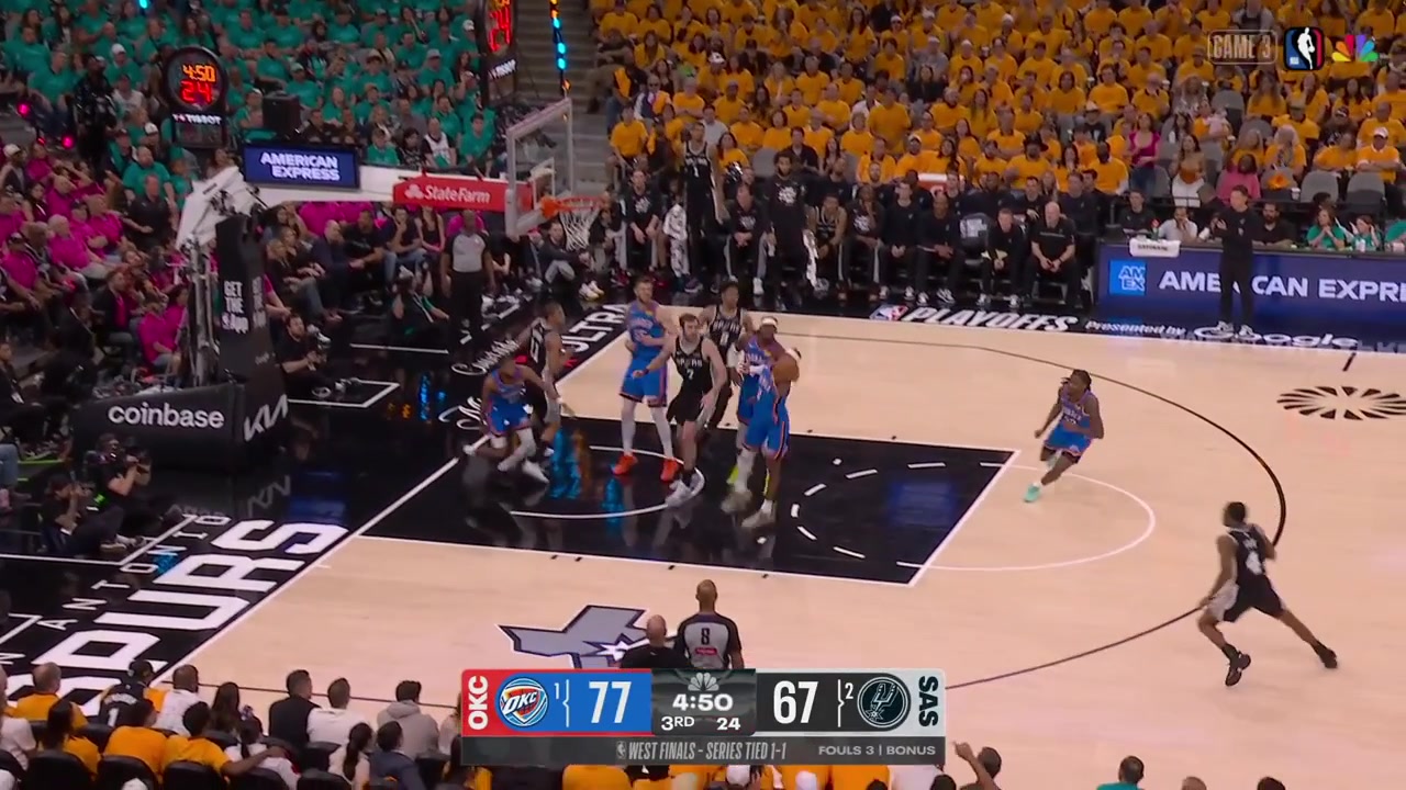 Devin Vassell banks in the tough And-1 layup on Lu Dort with replays