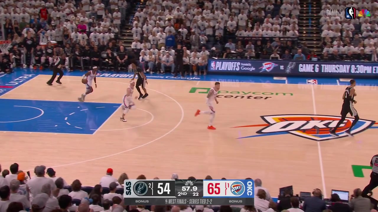 Stephon Castle fouls Shai Gilgeous-Alexander and SGA scores OKC's 19th and 20th free throw of the 1st half 2020