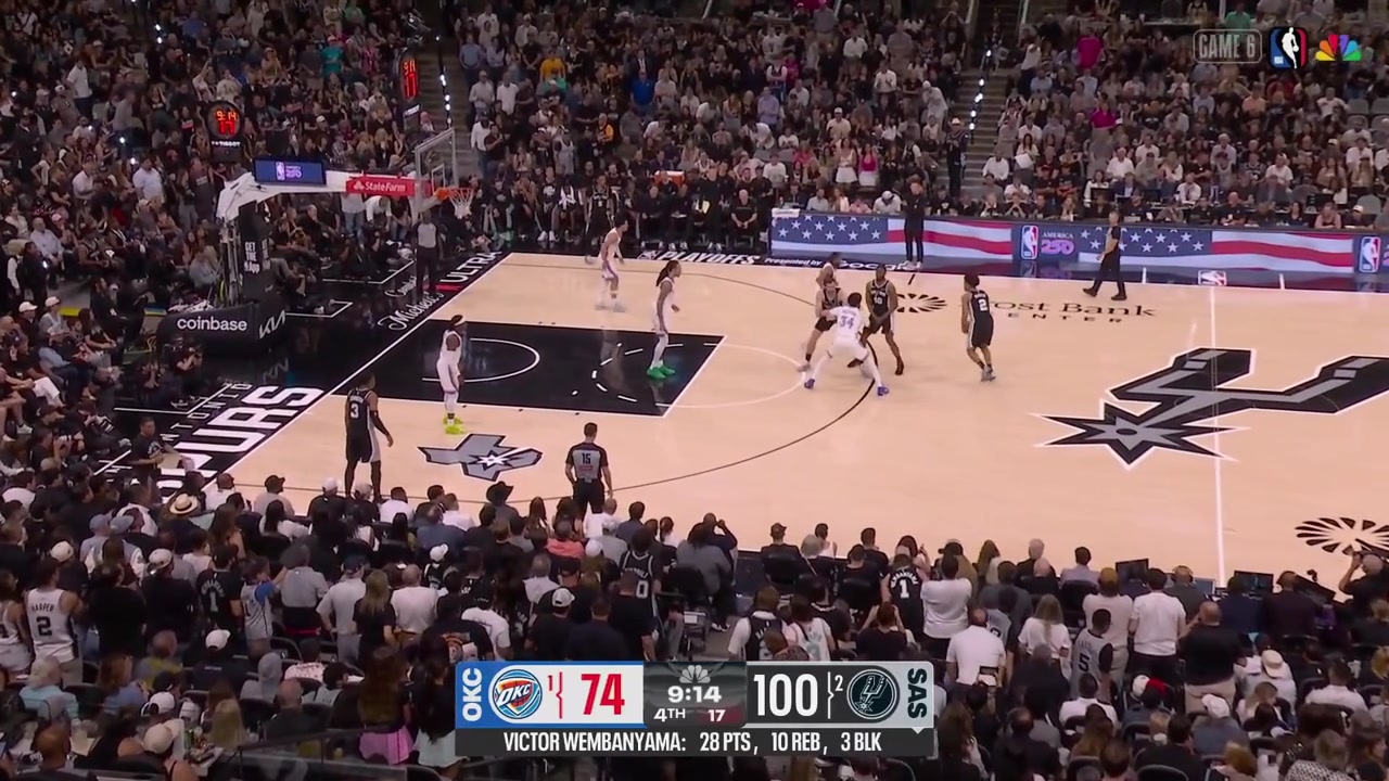 Luke Kornet with the alley-oop dunk off a lob by Dylan Harper with a replay