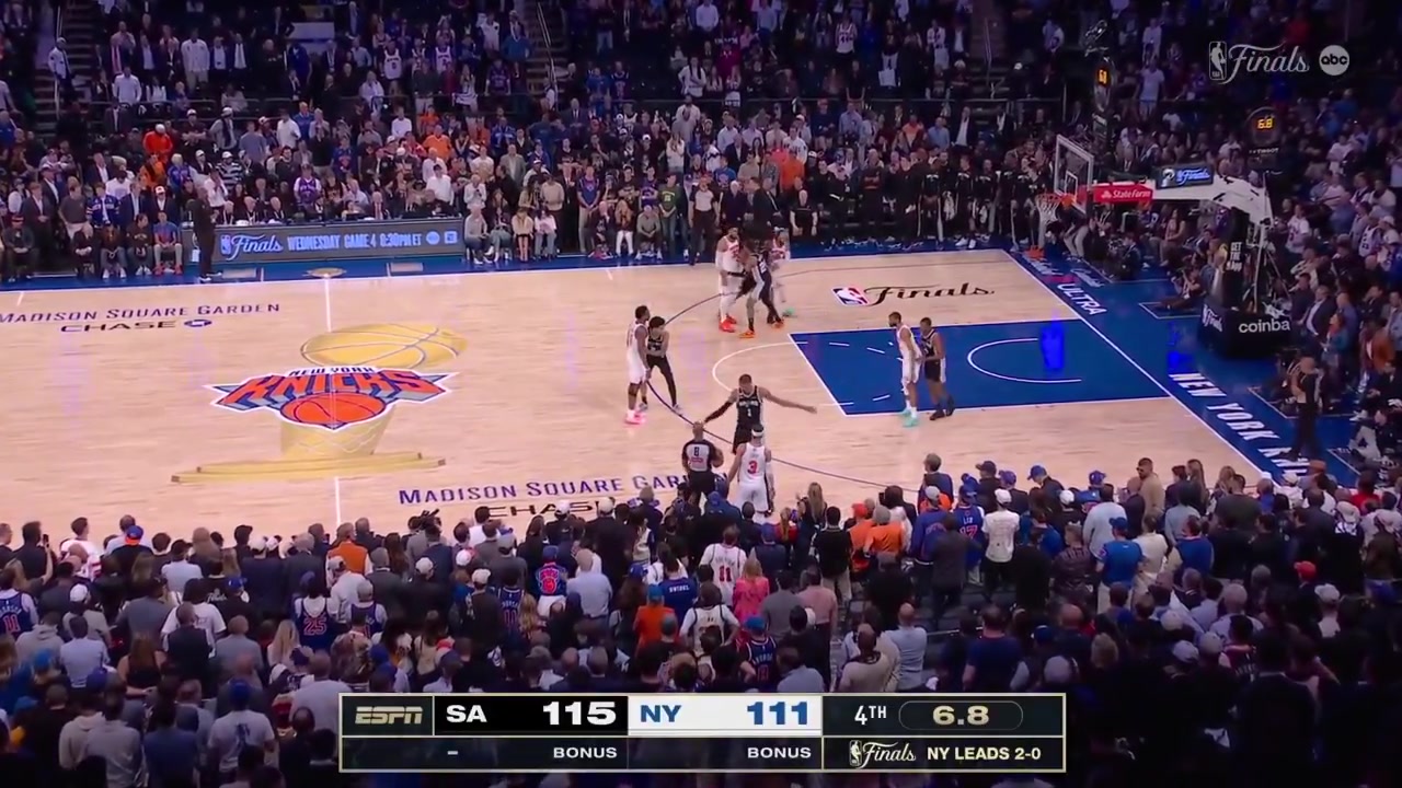 The final moments of Game 3 - New York Knicks vs San Antonio Spurs - 2026 NBA FinalsMikal Bridges and OG Anunoby miss their 3s to cut the Spurs' lead to 1 and the Spurs take Game 3 in MSGThe Spurs are now only down 1-2 in the Finals seriesIncluding Wemby highlights interview