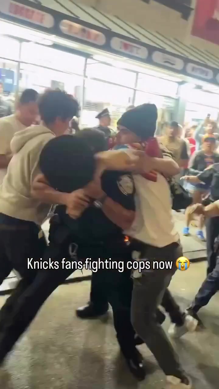 Knicks Fan Fighting With Police in The Streets Following The Second Night of Game 3 Loss