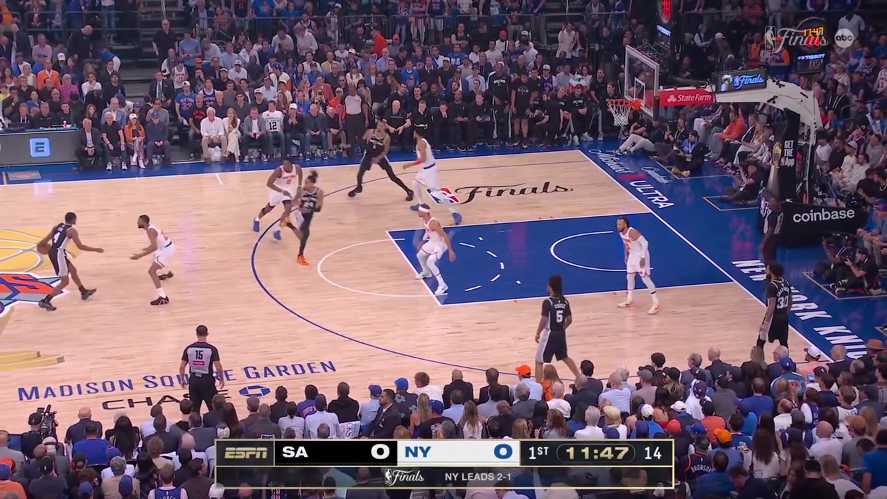 Karl-Anthony Towns is called for his first foul 18 seconds into the game with a replay