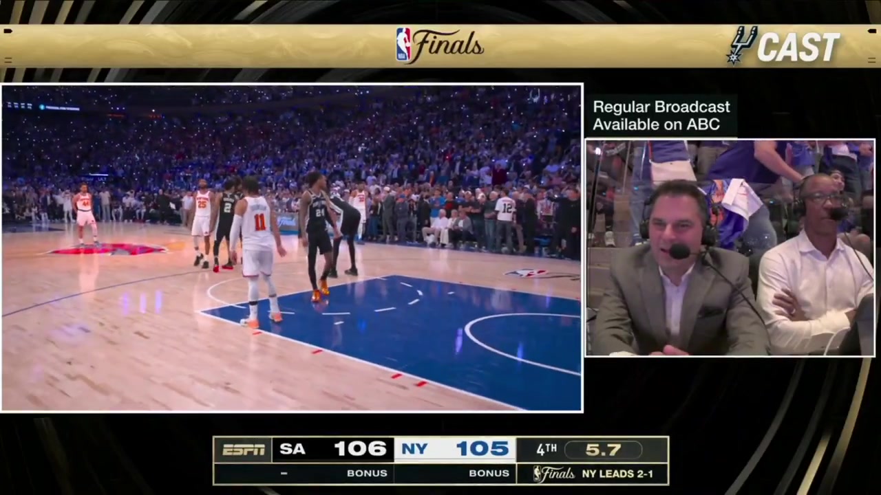 The Spurs radio announcers reacting to OG Anunoby game-winning tip in and the missed potential game-winner by Stephon Castle
