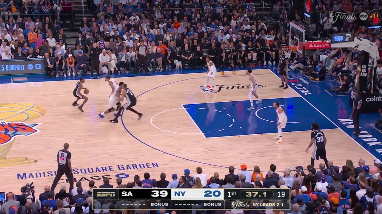 Victor Wembanyama turns the ball over without anyone touching him or the ball the ball goes out of bounds but the refs still award the Spurs with the ball and Devin Vassell scores off the inbound with a replay