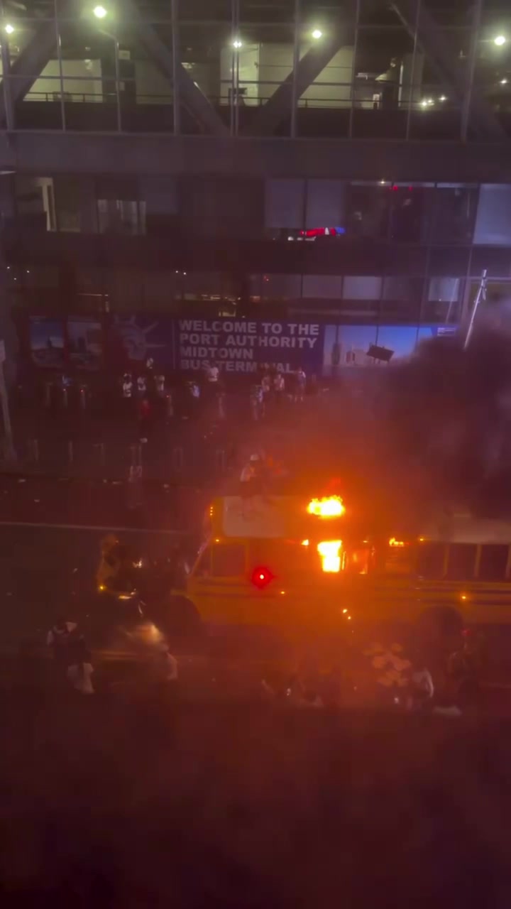 Knicks Fans Light School Bus on Fire After Winning Championship