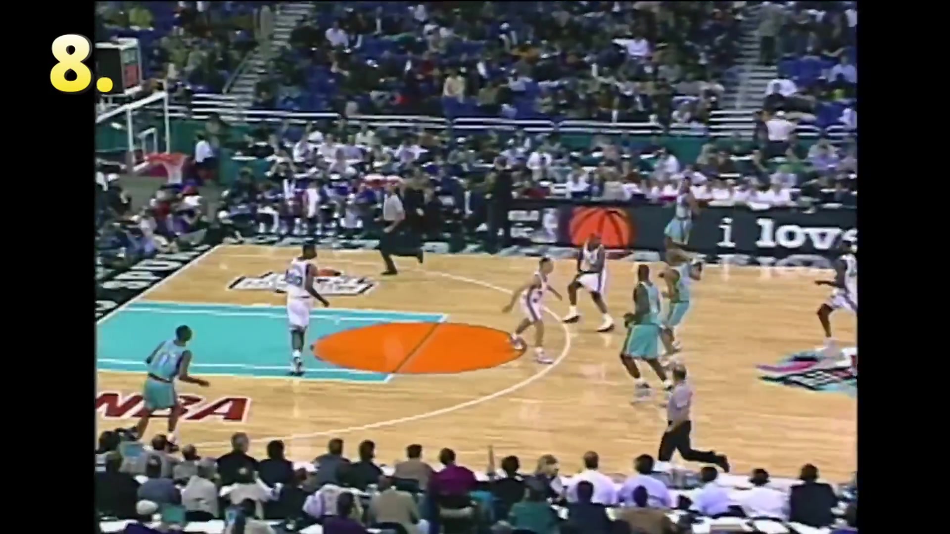 Shaq dunks all over David Robinson 1996 All-Star Game