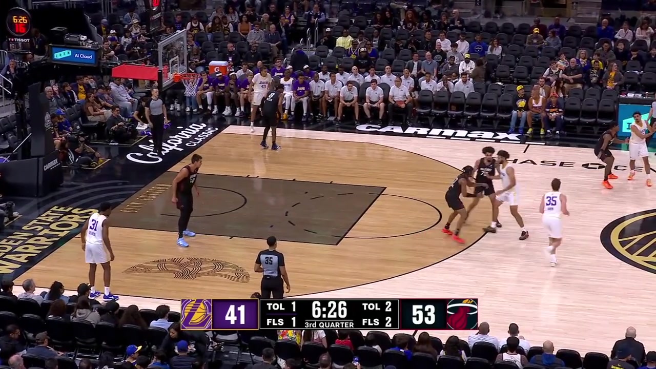 Anton Watson with the absolute nasty And-1 poster dunk on Vladislav Goldin while smiling and losing his headband with replays