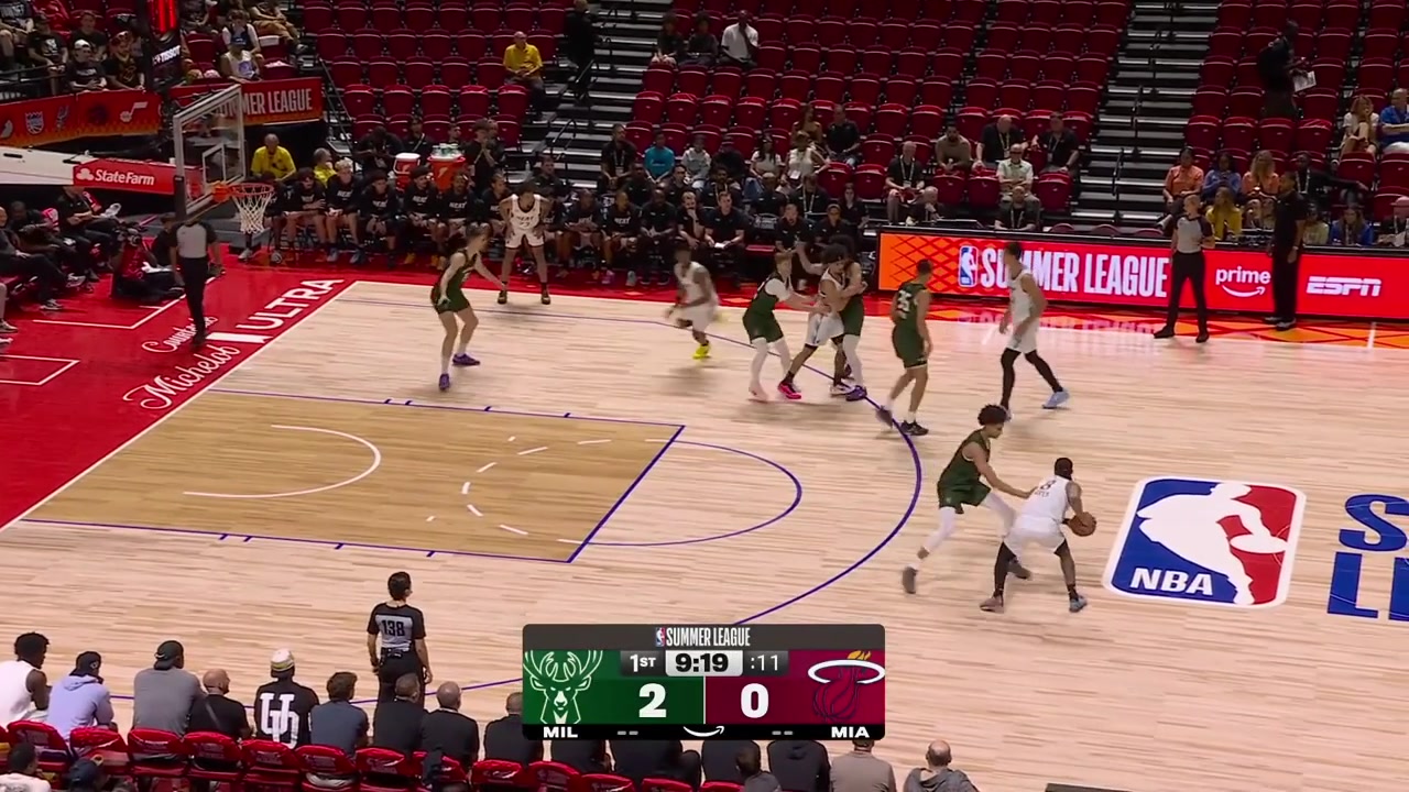 Vladislav Goldin throws down the powerful jam over Pete Nance with replays