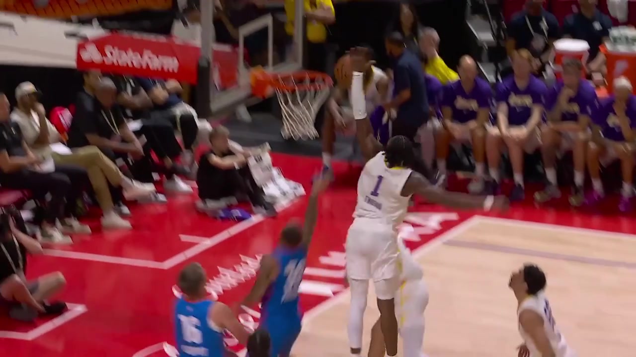 Adou Thiero continues his private dunk contest as he soars for the powerful two-handed alley-oop dunk off a lob by William Hickey with replays